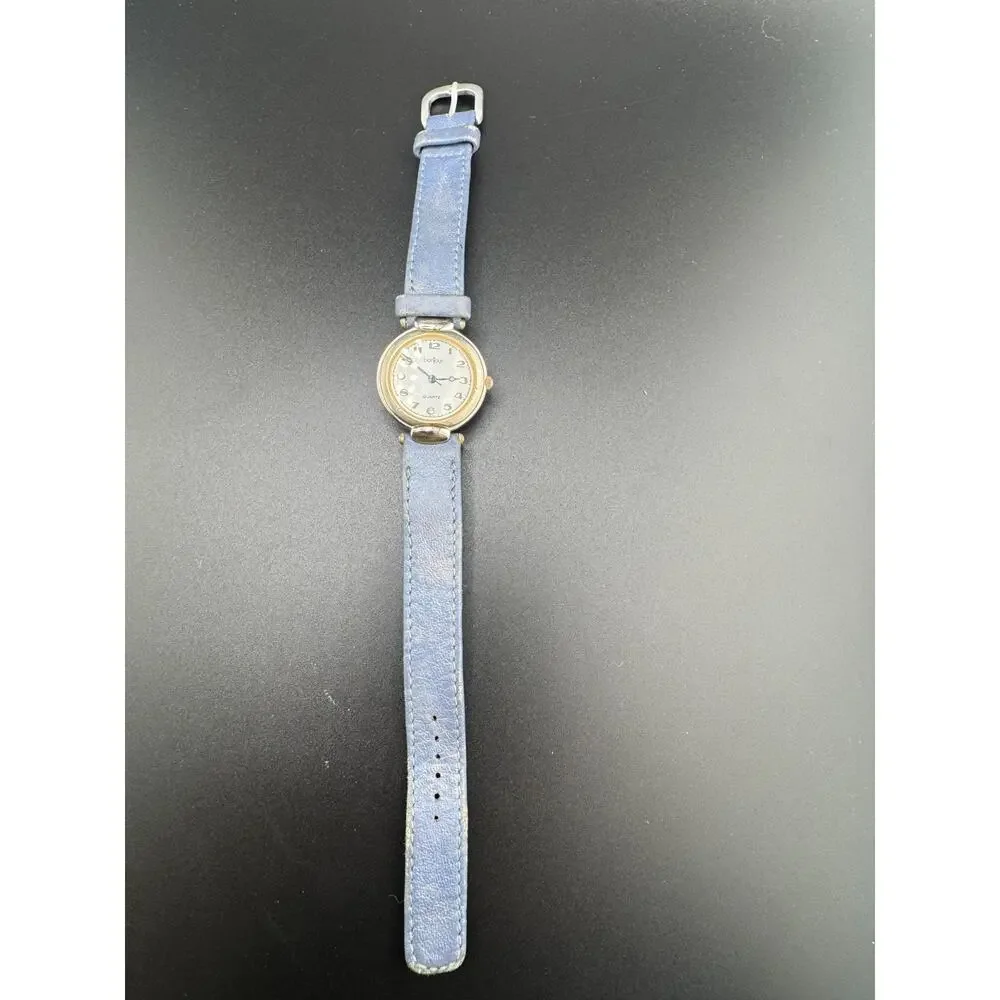 Vintage Bonjour Watch Two-Tone Blue Leather Band